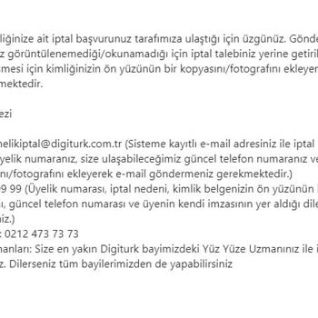 Digiturk Abonelik İptal Etmeme