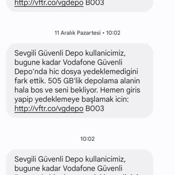 Vodafone Güvenli Depo Mesajı