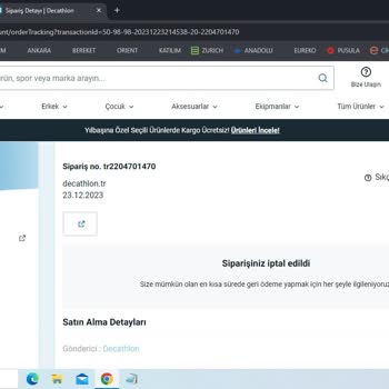 Decathlon Siparişimi Keyfi Olarak İptal Ettiler