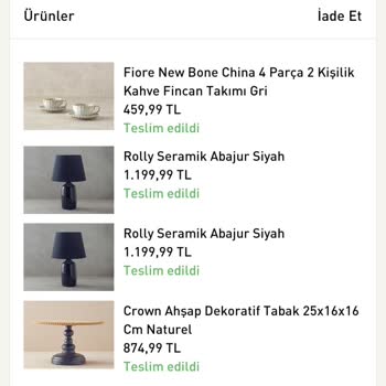 English Home Eksik Parça Gelmesi