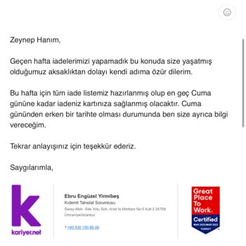 Kariyer.net Kurumsal Firma Para İadesi