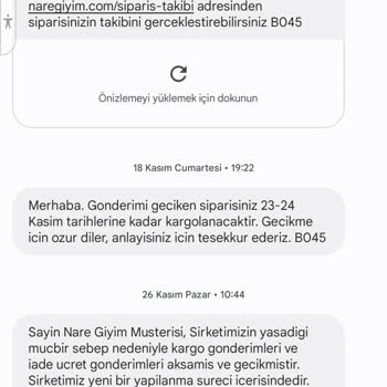 Nare Giyimden Ürün Veya İade Talep Ediyorum.