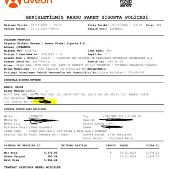 Sigortam.net Fazla Para Talebi Hk.