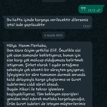 Nare Giyim Ortada Yok Firma Cevap Vermiyor