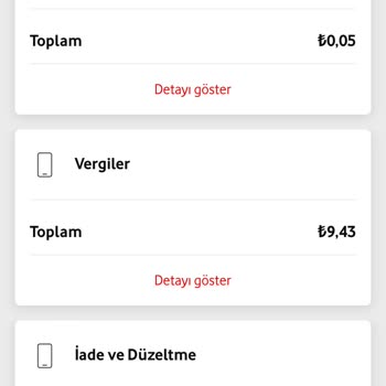 Vodafone İade Ve Düzeltme Tutarı Faturaya Yansıması