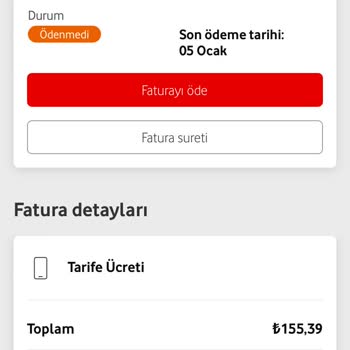 Vodafone İade Ve Düzeltme Tutarı Faturaya Yansıması