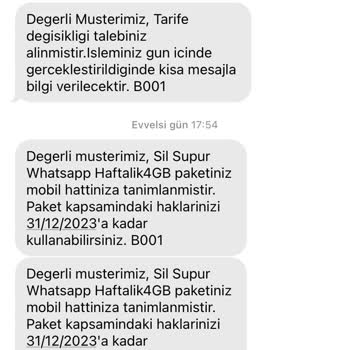 Türk Telekom Mobil Fatura Tarife Değişikliği