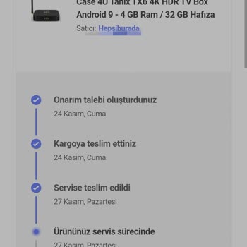 Hepsiburada Ürün İle İlgili Bilgi Vermemek, Onarım Süresi