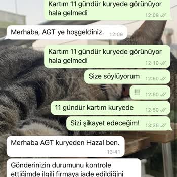 AGT Kurye (aynigunteslim.com) Kredi Kartım 2 Aydır Elime Ulaşmadı!