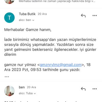 Tuba Butik İade Süreci Mağduriyeti