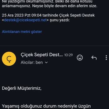 Ciceksepeti.net Müşteriyi Anlamıyor, Dinlemiyor