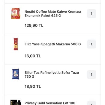 Migros Son 5 Sipariş