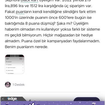 Sephora Puanlarım Kendi Kendine Sıfırlandı