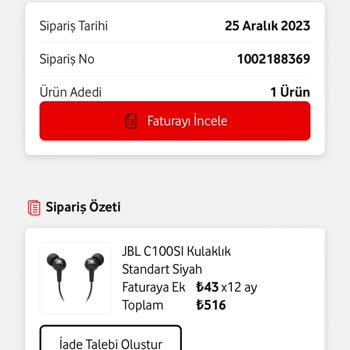 Vodafone Cihaz Faturası Hatası