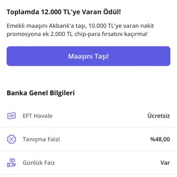 Akbank Emekli Promosyon EFT Ücreti