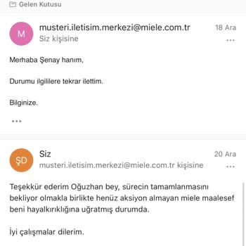 Miele İade Ettiğim Ürünün Ücretini Geri Ödemiyor
