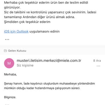 Miele İade Ettiğim Ürünün Ücretini Geri Ödemiyor
