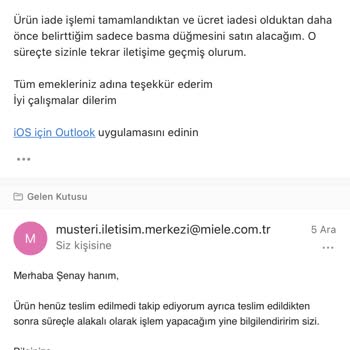 Miele İade Ettiğim Ürünün Ücretini Geri Ödemiyor