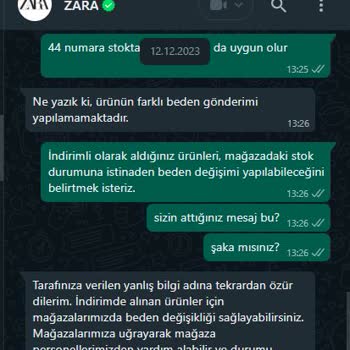 Zara İndirimli Alınan Ürünleri Kusurlu Gönderip İadeye Zorluyor.