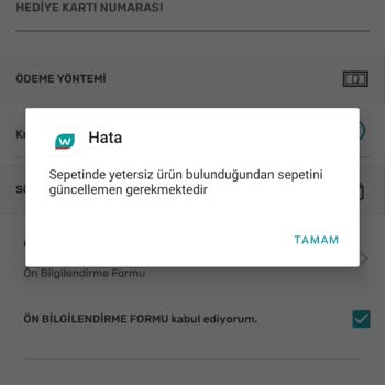 Watsons Sipariş Veremiyorum Ürün Yetersiz Uyarısı Veriyor