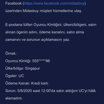 Midasbuy Dan Uc Aldım EFT Yaparak Ama Gelmedi