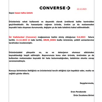 Converse Firması İncelene Sorunu