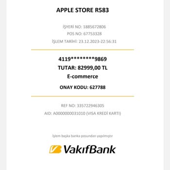 Apple Store Apple.com Ve VakıfBank'ın Provizyonda İşlem Kalması