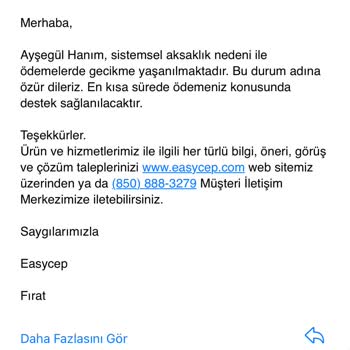 EasyCep Ödememi Alamadım Ve Beni Zor Durumda Bıraktınız Mailler Ekte.