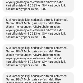 Garanti BBVA Sim Kart Değişliği