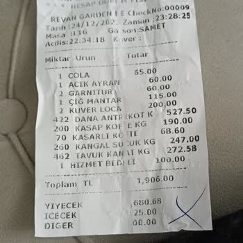 Revan Garden Mangalbaşı Hesap Çok Geldi