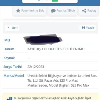 Reeder S23 Pro Kayıt Dışı Cihaz