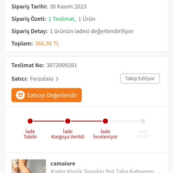Trendyol Kahverengi Bot İade Edilmesini İstiyorum