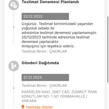 Çakırlar MNG Yoğunluktan Kargoyu İadeye Yollamış