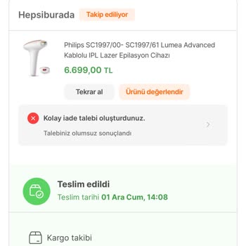 Hepsiburada Lazer Epilasyon Cihazı Hayal Kırıklığı!