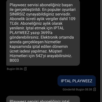 Vodafone Playwezz Para İade İstiyorum