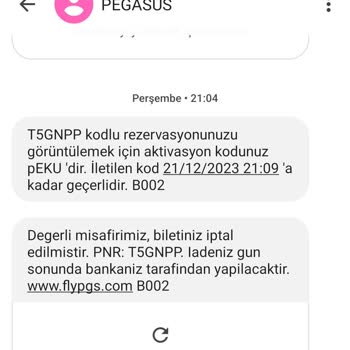Pegasus Uçak Bileti İptal Mağduriyeti