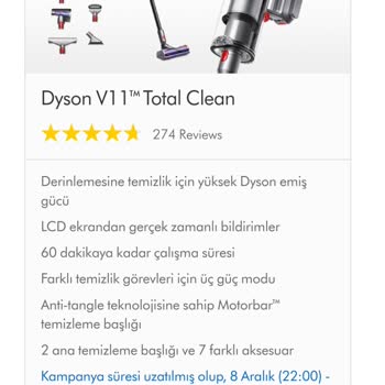 Dyson Sitesinden V11 İndiriminin Bitmesine 1 Hafta Kala Kaldırılması!