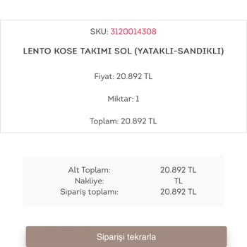 Doğtaş Mobilya Köşe Koltuk Şikayet