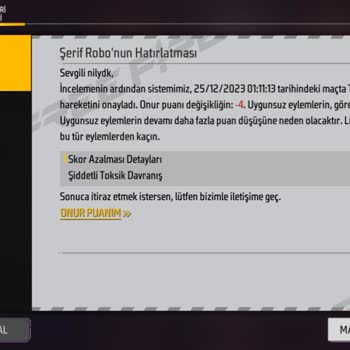 Garena Free Fire Toksik Davranış Kurallarına Aykırı Ne Yaptığımı Bilmiyorum