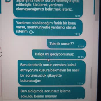 Watsons Açıklaması Yapılmayan Sipariş İptali