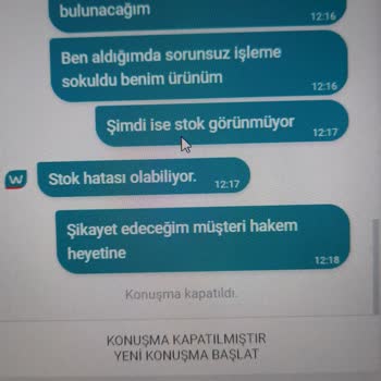 Watsons Açıklaması Yapılmayan Sipariş İptali