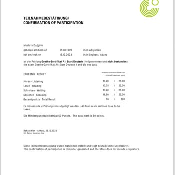 Goethe Institut Kaşıklı Puan Kırılmış
