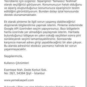 Yemeksepeti Teslim Edilmeyen Siparişin İptalini Gerçekleştirmiyorlar