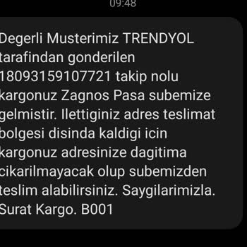Sürat Kargo Kargomu Getirmiyor, Adres Dağıtım Alanı Dışıymış