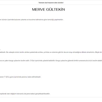 Merve Gültekin Atelier Satış Sonrası Kötü Deneyim