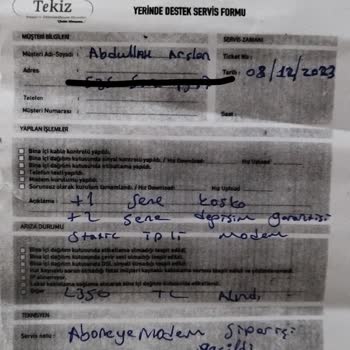 Tekiz İletişim Satın Alınan Modemin Kalitesiz Çıkması Ve İletişim Sorunları