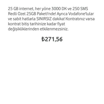 Vodafone Fahiş Faturalı Hat Tarifeleri