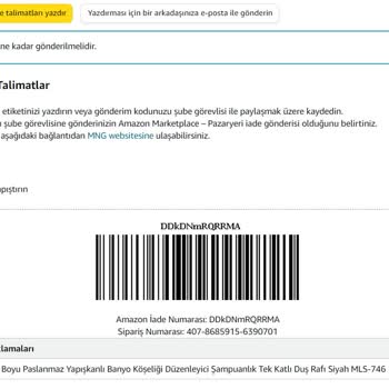 Amazon İade İçin MNG Kargo Kodu Gelmiyor