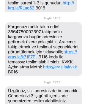 Aras Kargo Kargo Teslim Etmeme