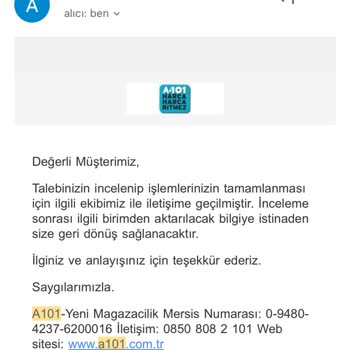 A101 Ürünü İade Almıyor